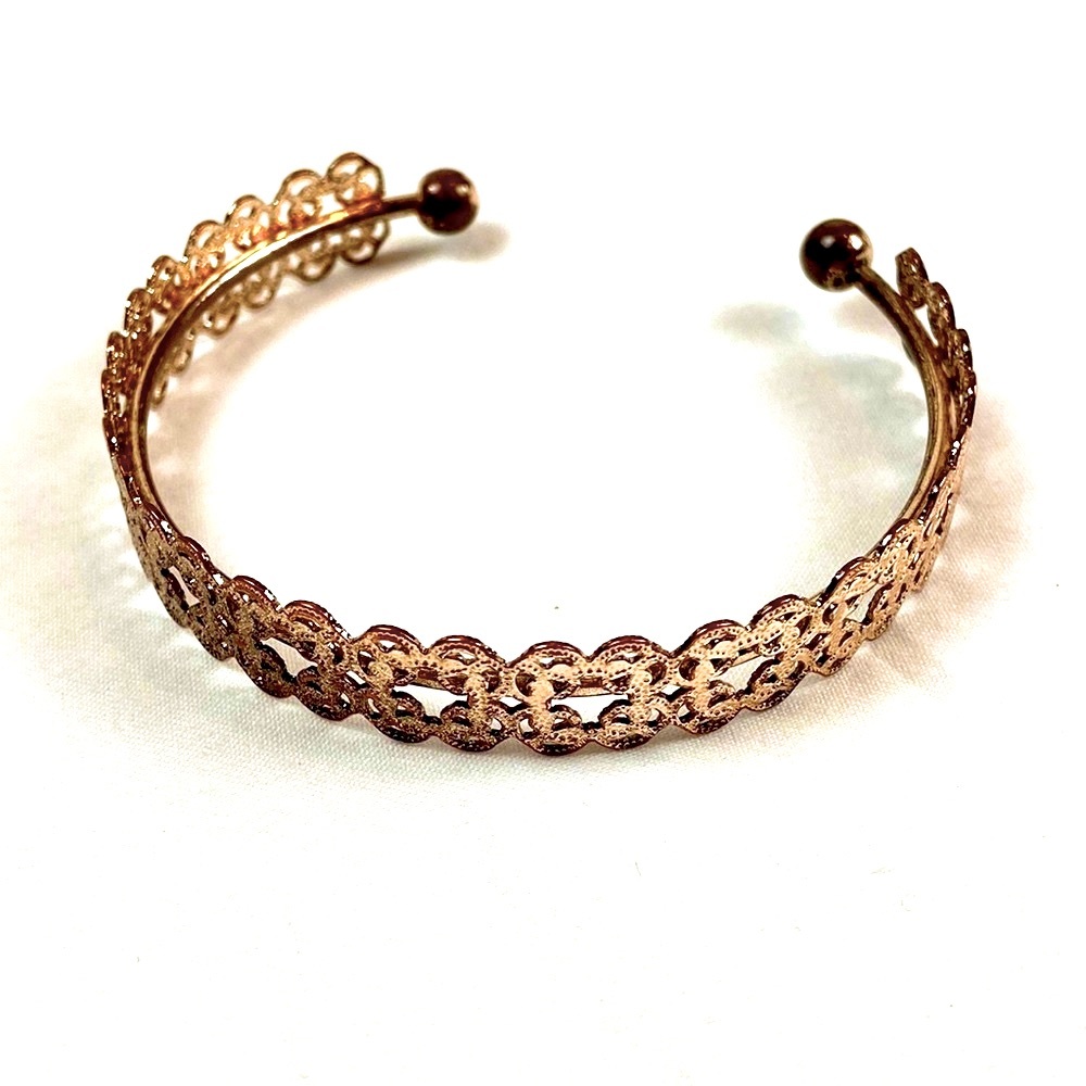 Vintage metal lace cuff rose gold tone
